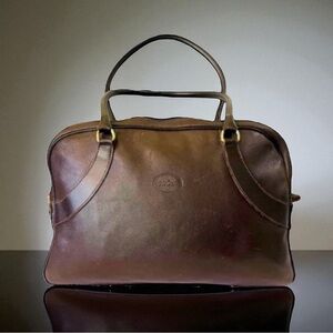 LONGCHAMP BROWN LEATHER
SATCHEL BOWLER BAG